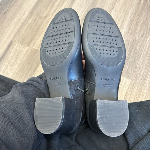 Geox Eleana Woman Black Leather Ankle Boot Size 8 - Picture 7 of 10